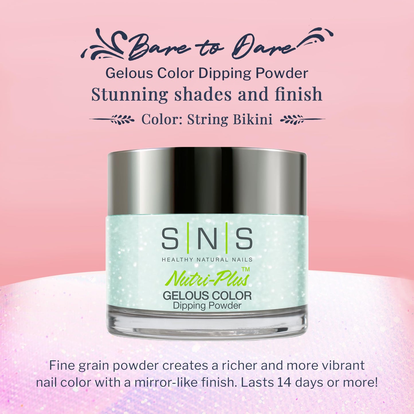 SNS Nail Dip Powder, Gelous Color Dipping Powder - String Bikini (Blue/Aqual Pastel, Shimmer) - Long-Lasting Acrylic Nail Color & Polish Lasts 14 Days Beauty & Personal Care SNS Healthy Natural Nails