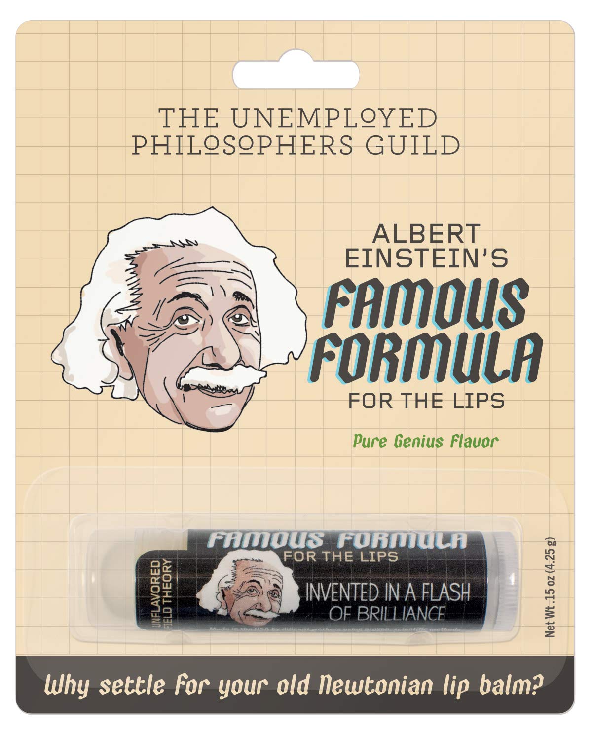 The Unemployed Philosophers Guild Einstein's Famous Formula for the Lips - Unflavored Lip Balm, Cruelty-Free and Made in the USA from Natural