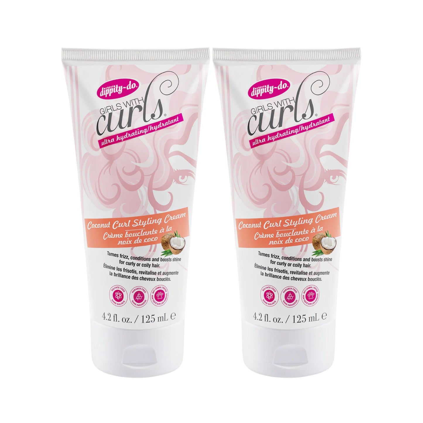 Dippity-Do Girls With Curls Ultra-Hydrating Coconut Curl Styling Cream for Curly Textured Hair, Repair, Define, Hydrate & Style, Curly Hair Product