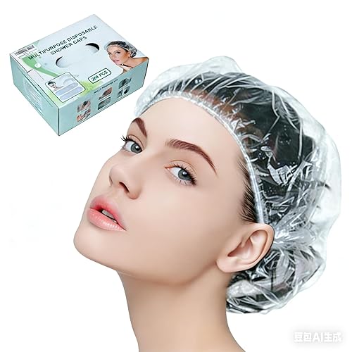 Tissue Box With Dispenser Disposable Shower Caps 200pcs Hair Processing Clear Plastic Caps For Spa Home Use Hotel and Hair Salon Plastic Clear Elastic