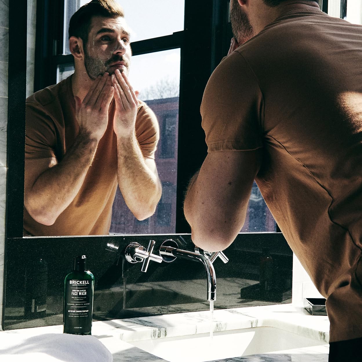 Brickell Men's Daily Elite Face Care Routine II, Toner, Charcoal Facial Wash, Face Scrub, Anti-Aging Night Cream, Eye Cream, Charcoal Mask