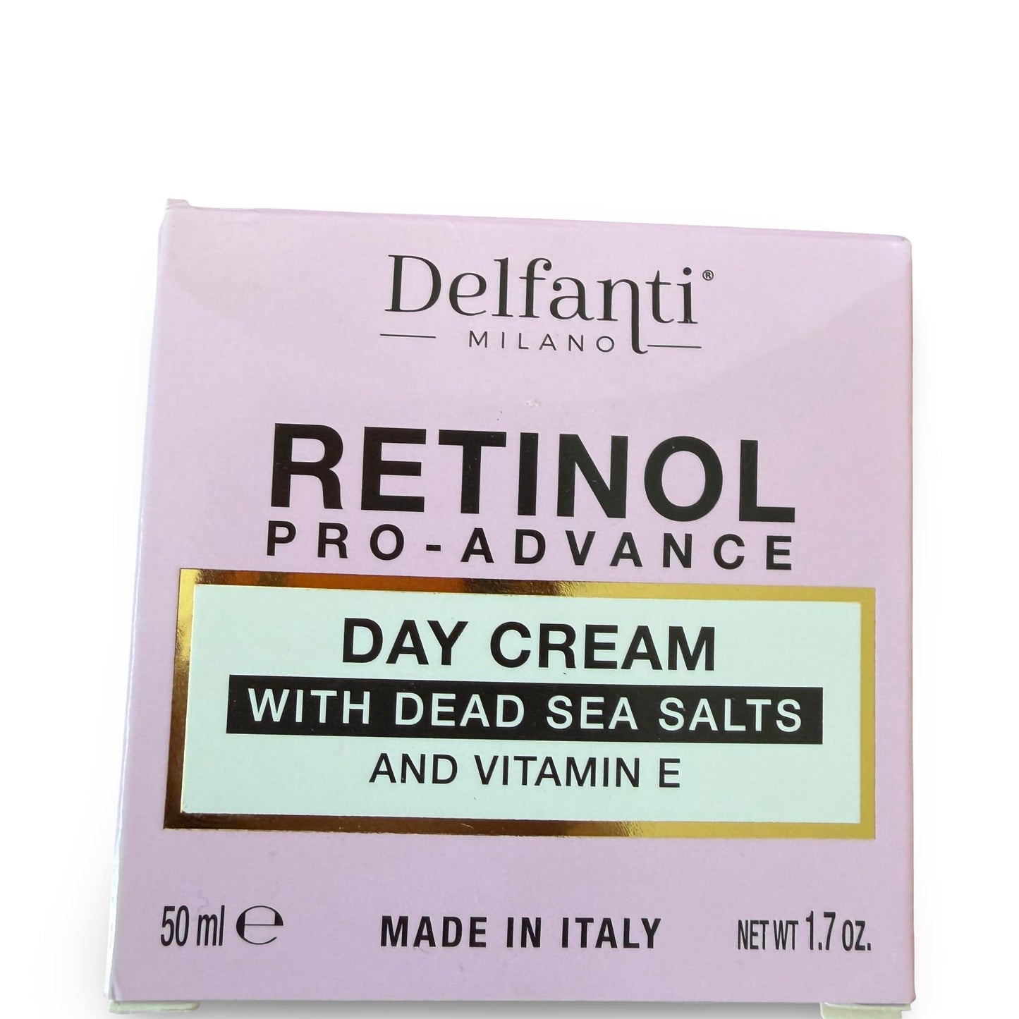 Delfanti Milano, Retinol Pro Advance Day Cream with Dead Sea Salts and Vitamin B, Anti Aging Moisturizer for Face and Neck, Made in Italy, 1.7 oz 50