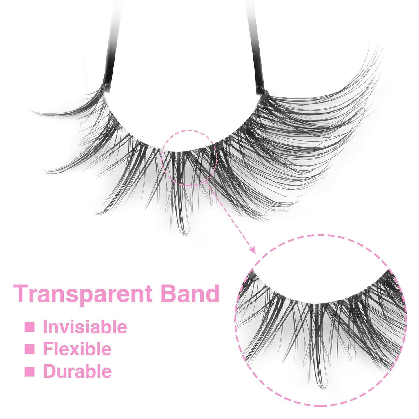 Manga Lashes Fox Eye False Eyelashes Natural Look Faux Mink Lashes Wispy Clear Band Spiky Cat Eye Strip Eyelashes Pack, 7 Pairs Beauty and Personal Care Kiromiro