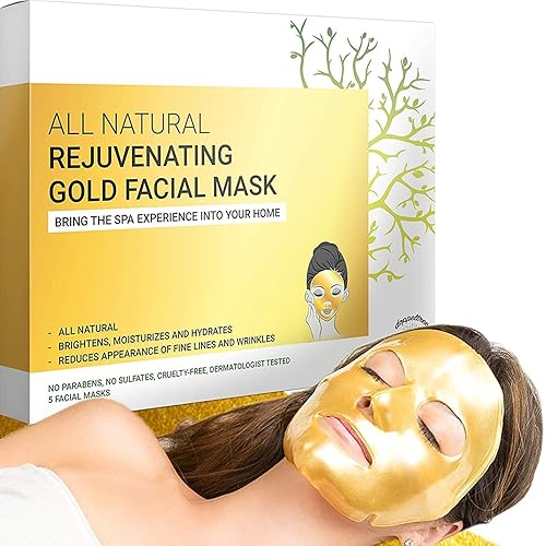 Doppeltree Gold Facial Mask - Premium Hydrogel Sheet Face Masks for Skin Care & Beauty, Hydrating & Anti Aging - Facemask with Collagen, Hyaluronic