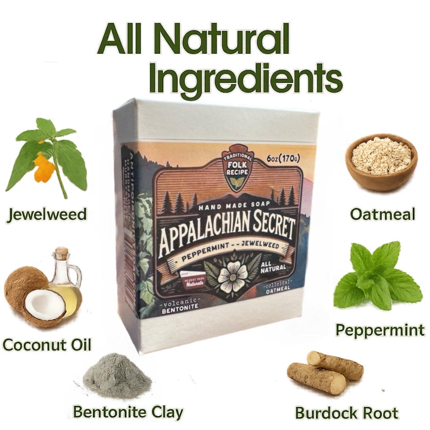 Regent Park Naturals Poison Ivy Soap - Appalachian Secret, Large 6 oz Oil-Binding Bar with Jewelweed, Oatmeal & Bentonite Clay (3-Bar Pack) Beauty & Personal Care Regent Park Naturals