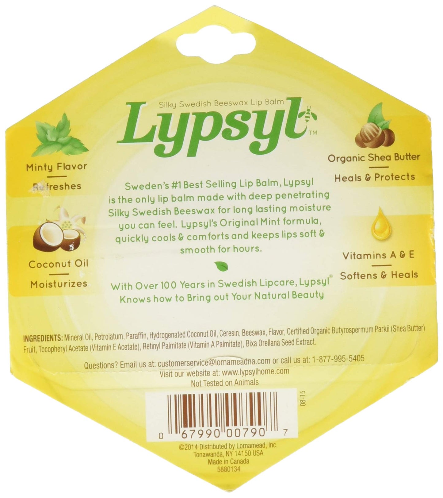 Lypsyl Intense Protection Original Mint, Lip Balm 0.10 oz (Pack of 3)