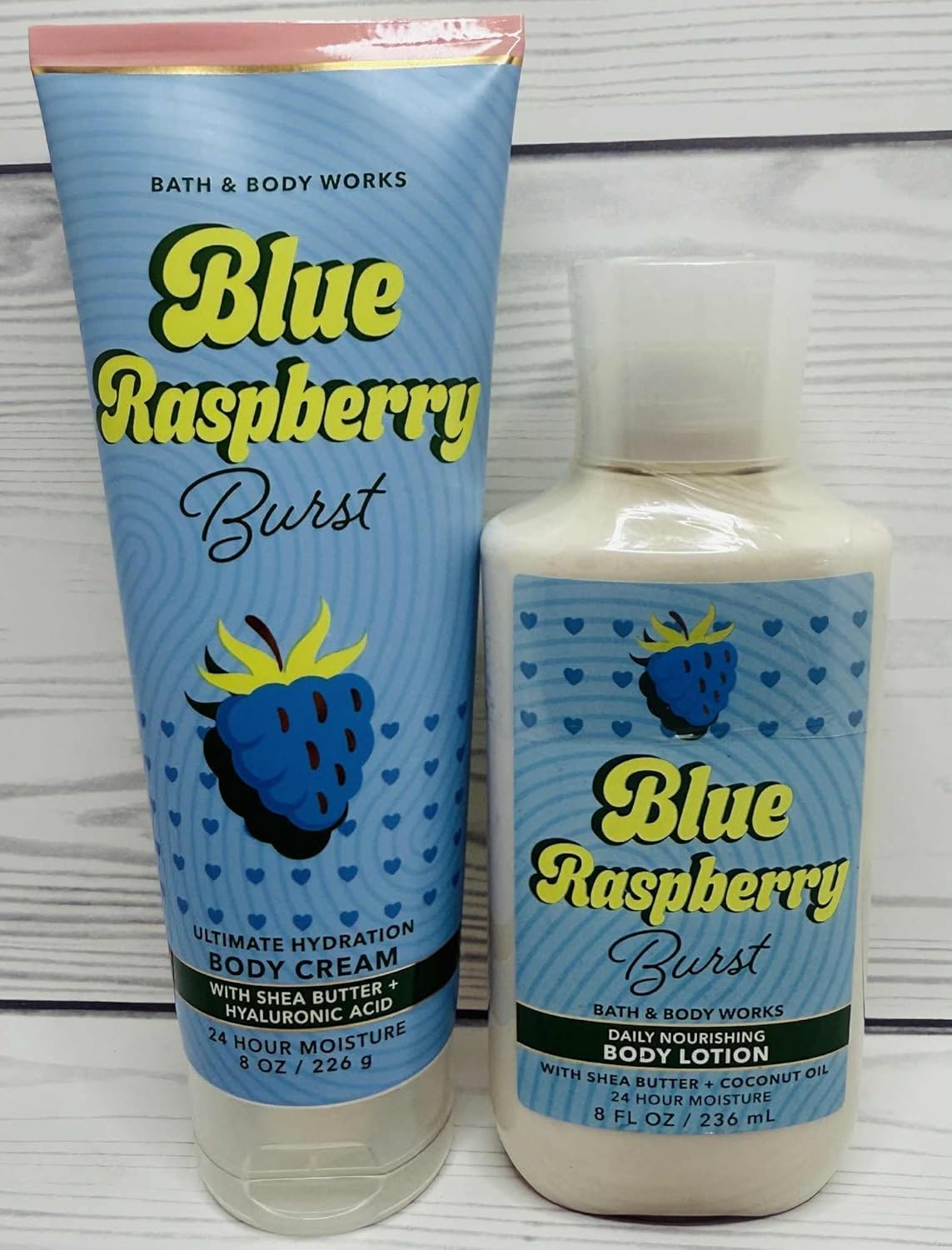 Bath & Body Works Blue Raspberry Burst Body Lotion & Ultimate Hydration Body Cream Set - Fruity Berry Moisturizer Duo