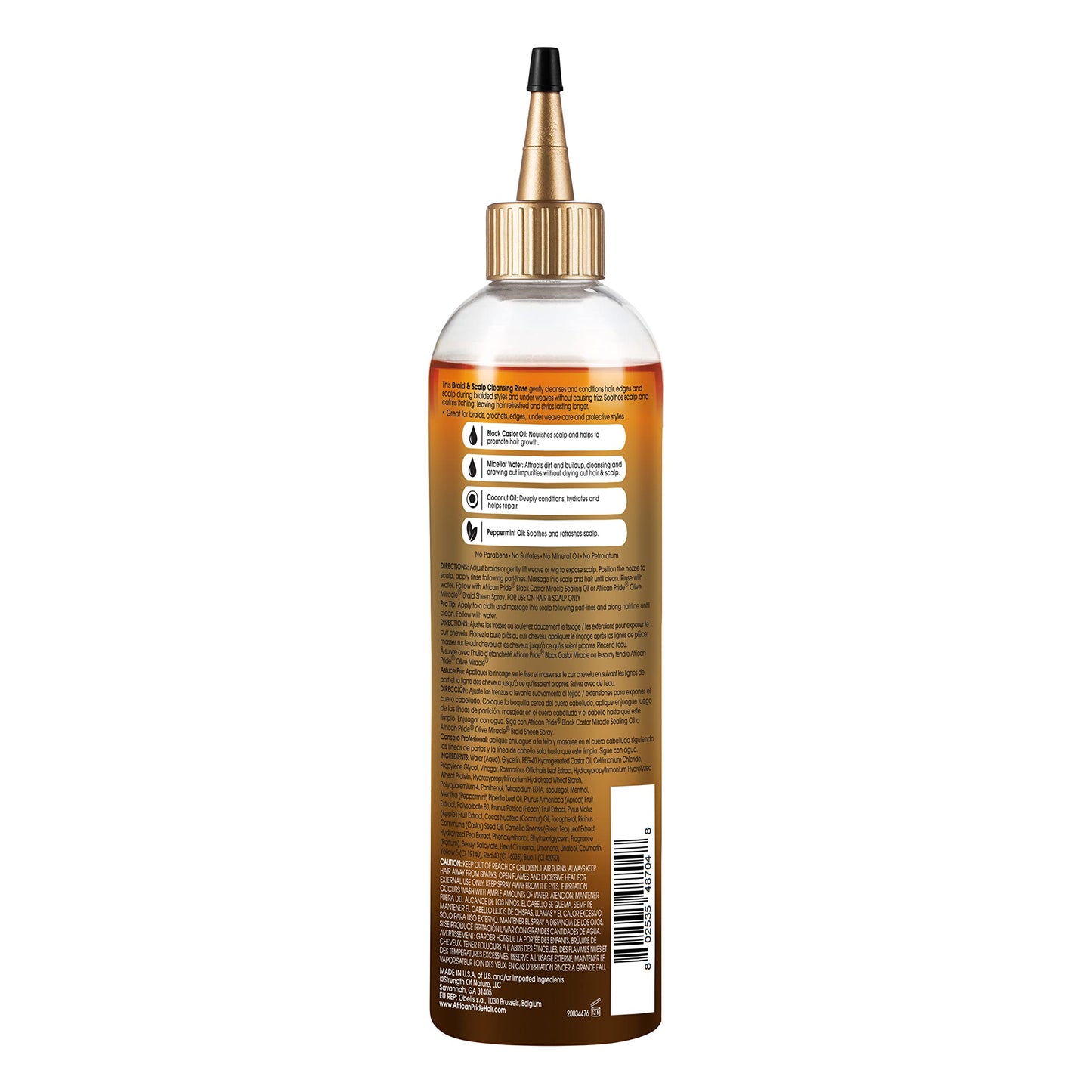 African Pride Black Castor Miracle Braid & Scalp Cleansing Rinse - Removes Hair Build Up & Soothes Scalp, No Frizz, Contains Black Castor Oil