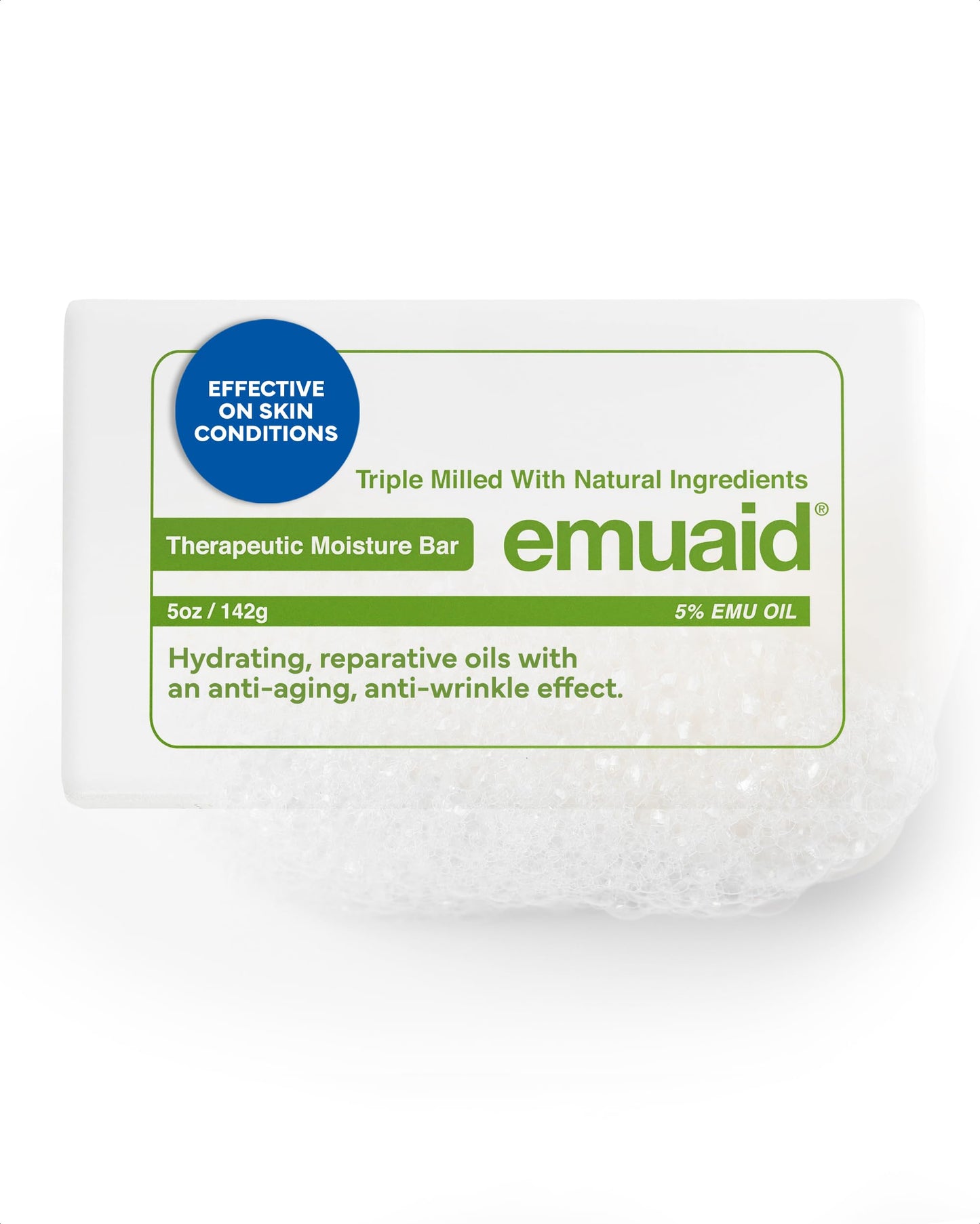 EMUAID Therapeutic Moisture Bar - Medicated Face & Body Cleansing Bar for Fungal-Prone Skin, Jock Itch & Irritation Relief, Soothes & Hydrates with 5%
