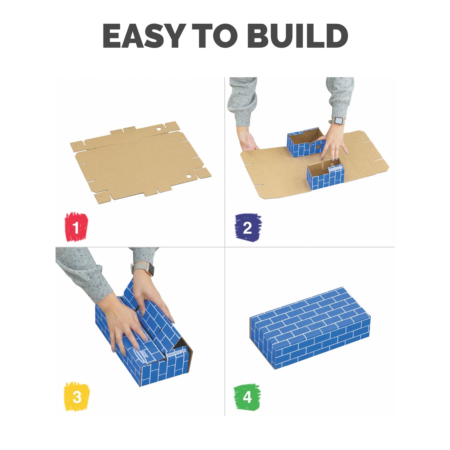 Bankers Box at Play Jumbo Cardboard Building Blocks 40-Pack – Heavy Duty Large & Medium Toy Blocks for Kids