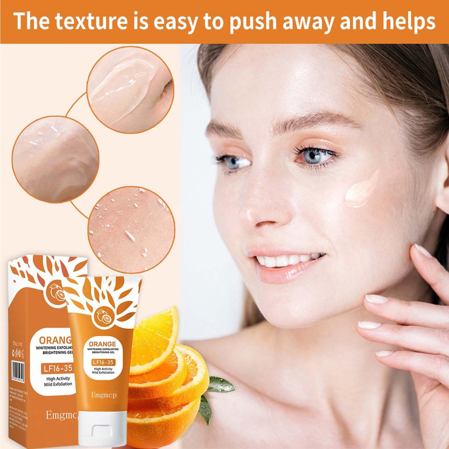 Orange Exfoliating Gel for Face & Body | Deep Pore Cleansing to Remove Blackheads, Moisturizing Scrub with Enzymes for Smooth & Radiant Skin, Gentle