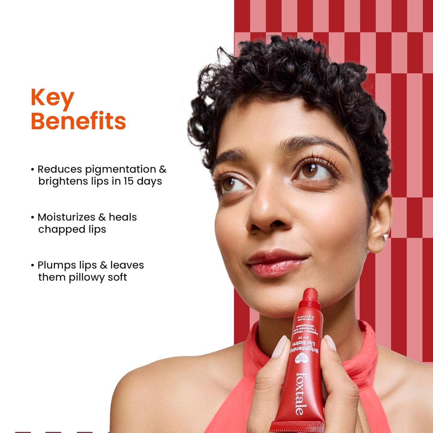 Foxtale SPF 30 Brightening Lip Balm for Dark Lips with Peptides & Vitamin C - Brightens Pigmented Lips - Hydrates Lips - SPF Lip Balm - Ruby Glaze Beauty and Personal Care FoxTale