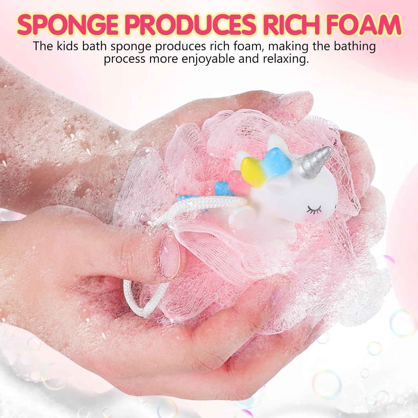 Sewroro 2 Pcs Unicorn Kids Shower Loofah Bath Sponge Body Exfoliating Scrubber Soft Cartoon Loofahs for Girls Bathing Beauty and Personal Care Sewroro