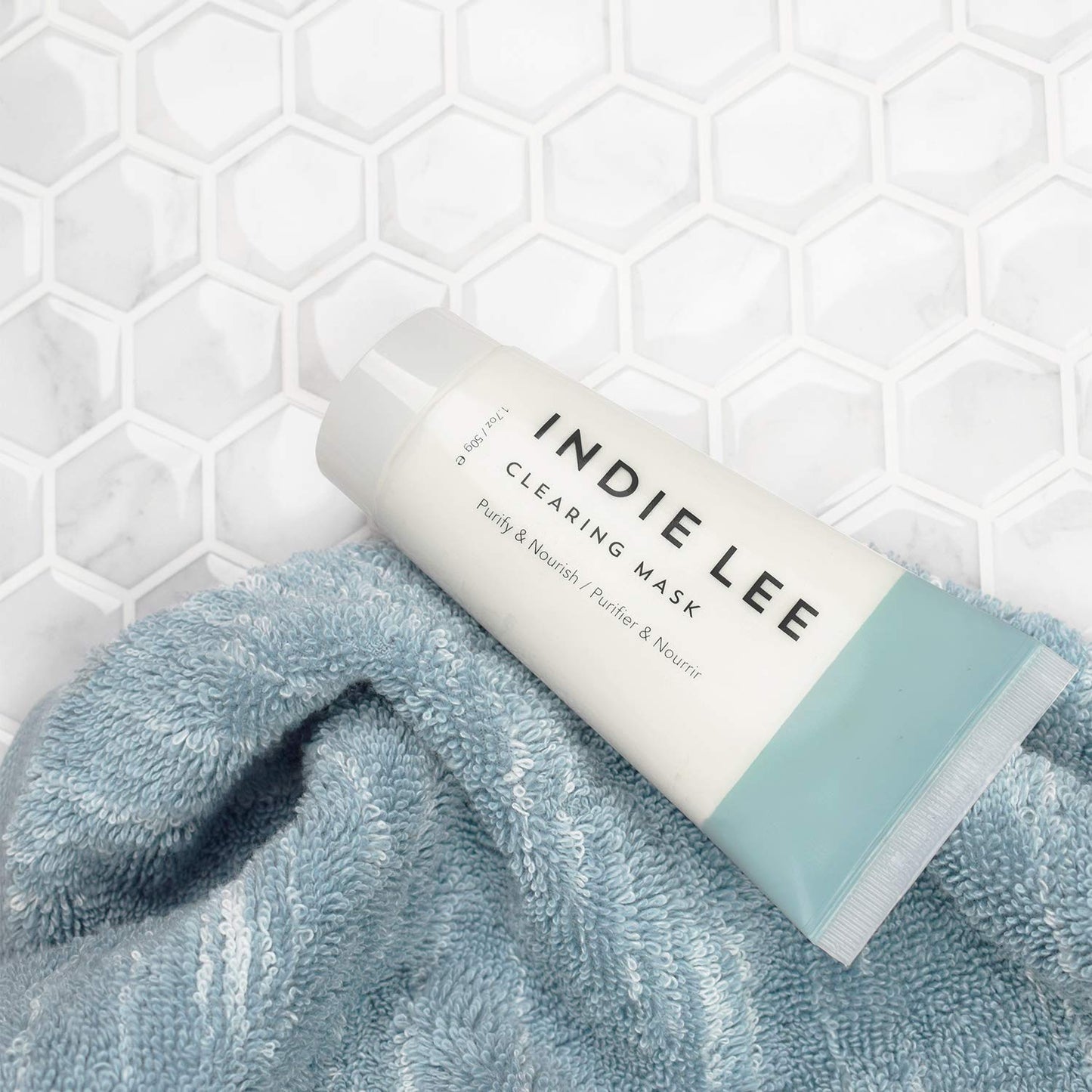 Indie Lee Clearing Mask Tube - Bentonite Clay Mask with Colloidal Sulfur to Draw Out Impurities + Exfoliate Skin - Muddy-Texture Pore Detox Mask