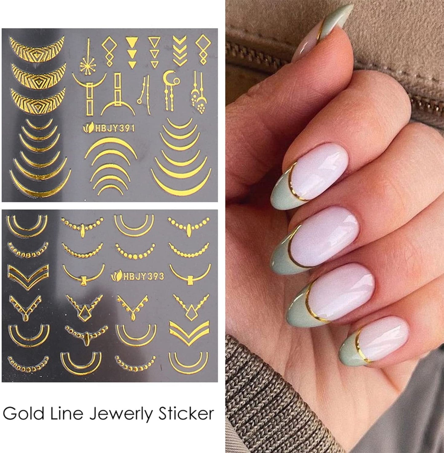 Flowers Nail Art Stickers Decal 3D Self-Adhesive Gold Flower Leaf Lace Nail Supplies Flower Nail Stickers Geometry Line Nail Designs for Women Girls