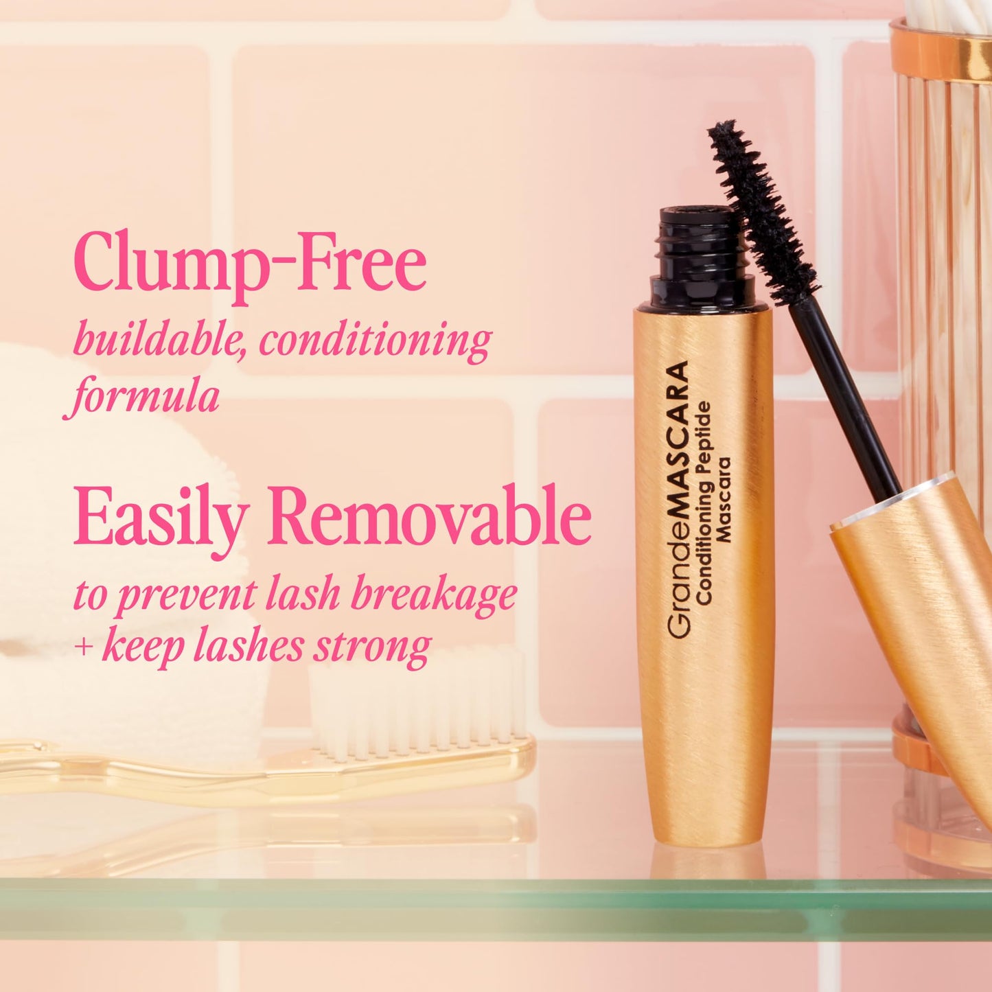 Grande Cosmetics GrandeMASCARA Conditioning Peptide Mascara - Buildable Volume & Length, Water-Resistant & Clump-Free - Lash & Extension Friendly