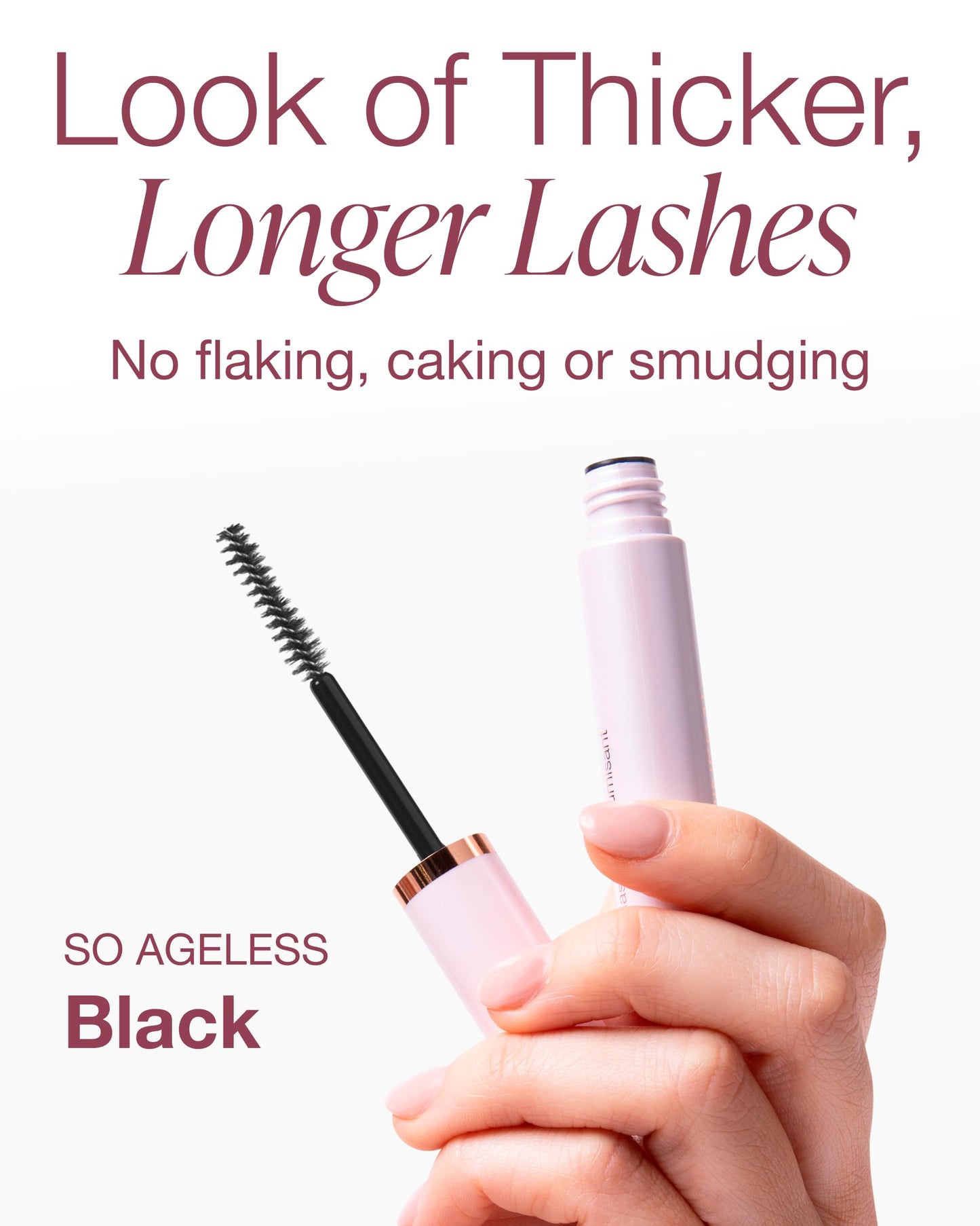 Mineral Fusion So Ageless Fanned Out Volume Mascara (Black) - Conditioning Formula For Look of Thicker, Longer Lashes - Hypoallergenic With Peptides