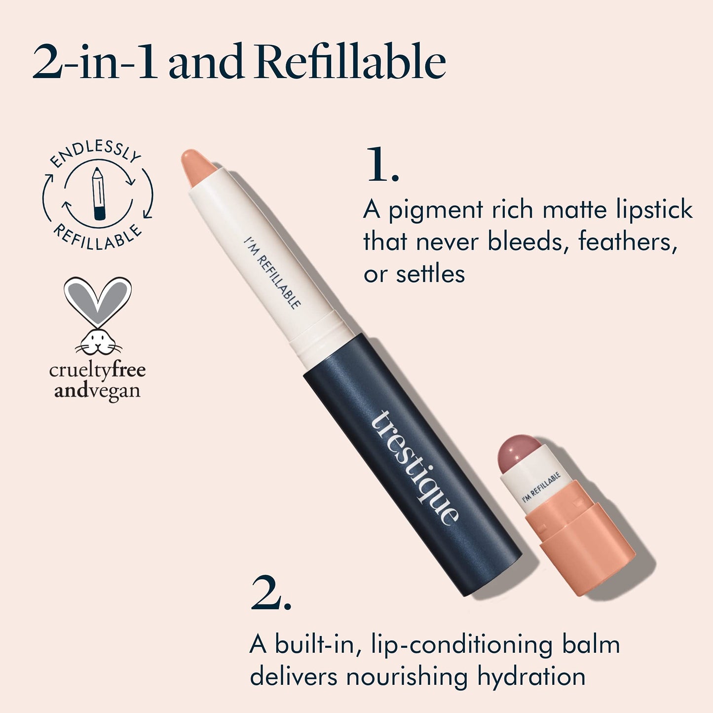 trestique Matte Lip Crayon, Matte Lipstick With Built-in Lip Gloss Balm, 2-in-1 Lip Liner Set With Lip Crayon and Lip Balm, Lipstick and Lip Gloss Kit