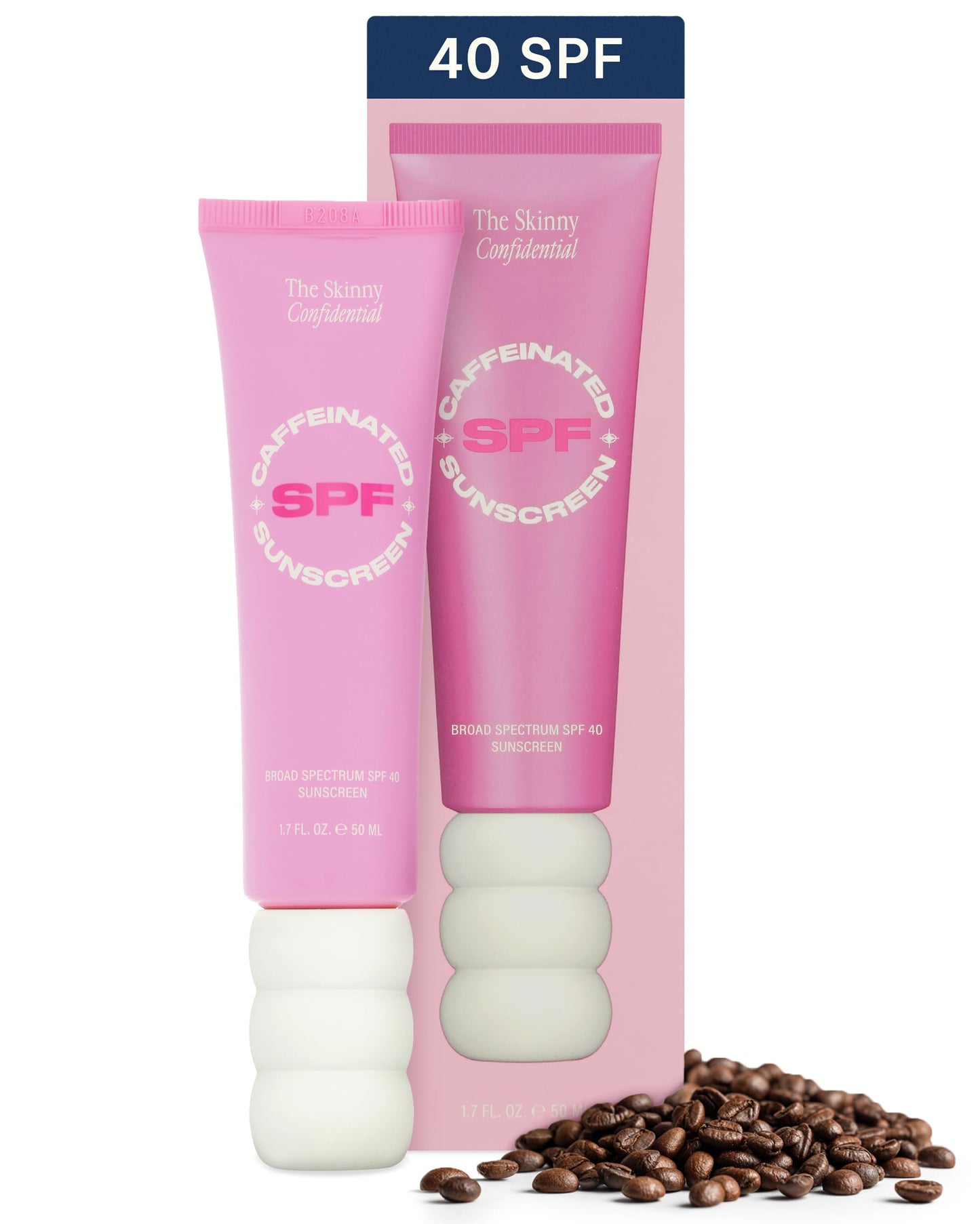 The Skinny Confidential Tinted Sunscreen, SPF 40 - Fragrance Free Face Moisturizer with No White Cast - Non-Greasy & Lightweight Caffeinated Mineral