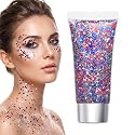 Red White Blue Hair Glitter Stick, 2026 New Patriotic USA Flag Star Chunky Face Body Outfits Sparkle Patriotic Pride Glitter for Soccer President's