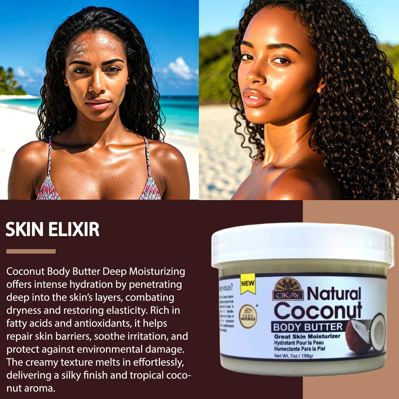 Okay Butter 100% Natural Smooth for Skin and Hair Easily Absorbed By the Skin & Hair Leaving It Soft & Moisturized Silicone, Paraben Free For All Skin