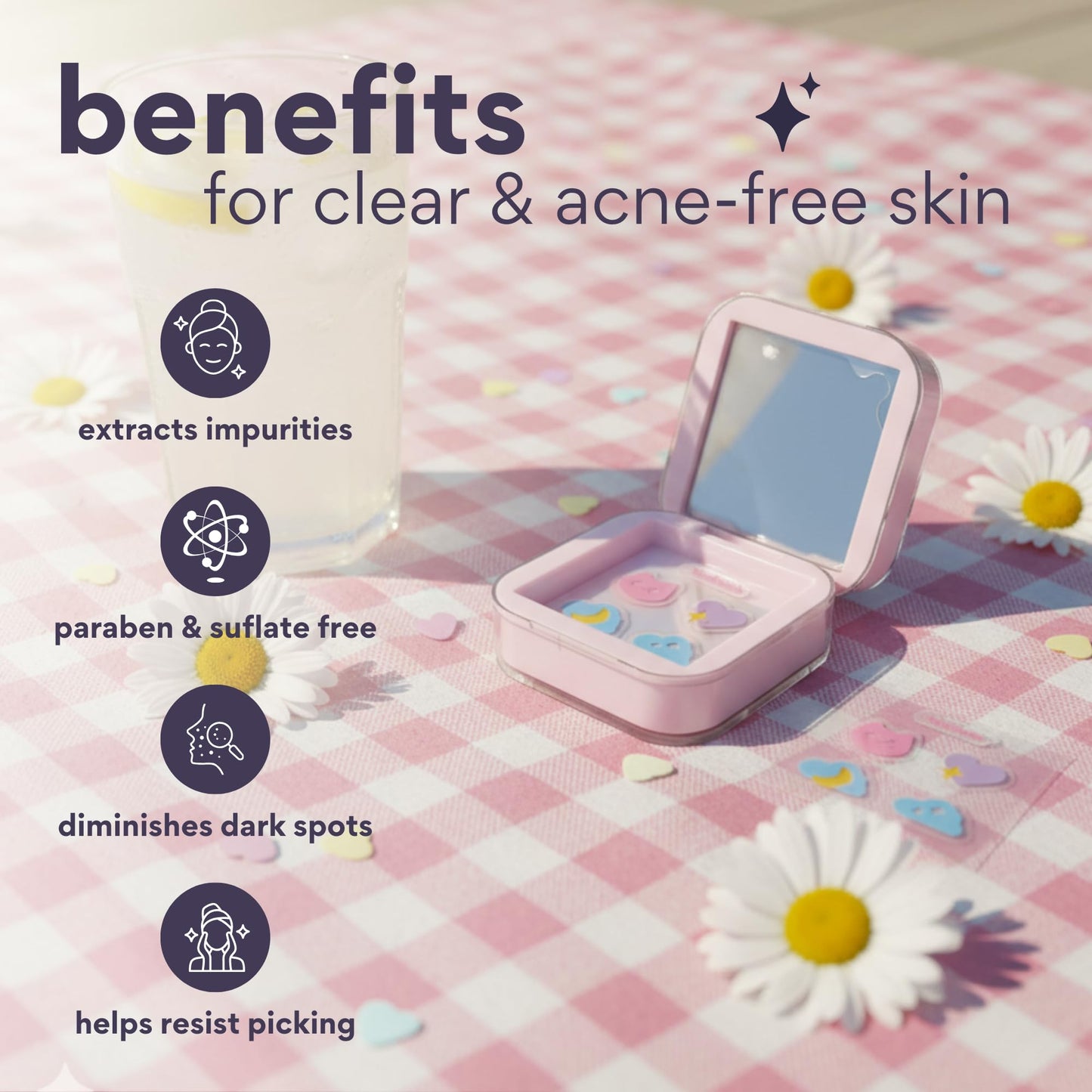 dearcloud Hydrocolloid Blemish Patches - 24 Count & Compact Case - Pimple Patches for Face, Acne Spot Treatment with Tea Tree Oil & Salicylic Acid