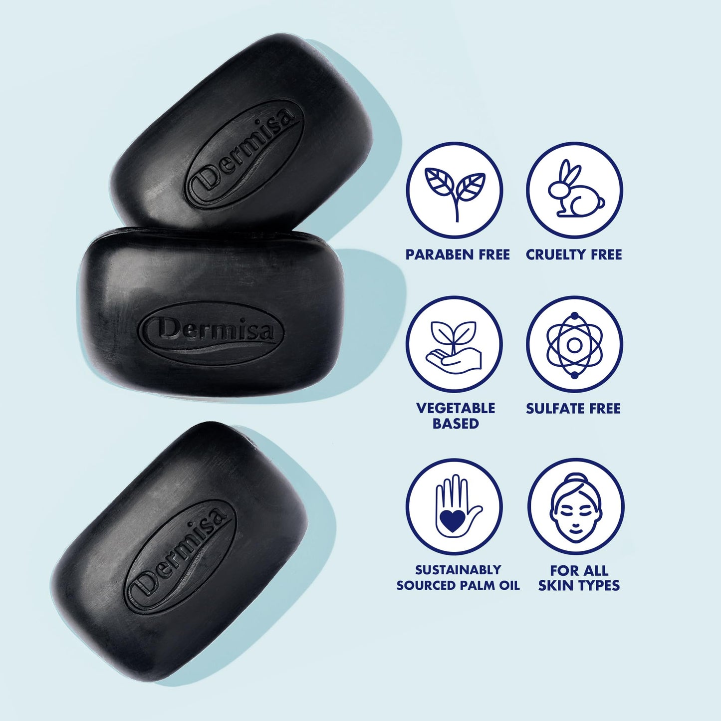 Dermisa Detoxifying Charcoal Bar Soap with Activated Charcoal, Coconut Oil and Shea Butter - Deep Pore Cleansing and Acne Treatment Soap for All Skin