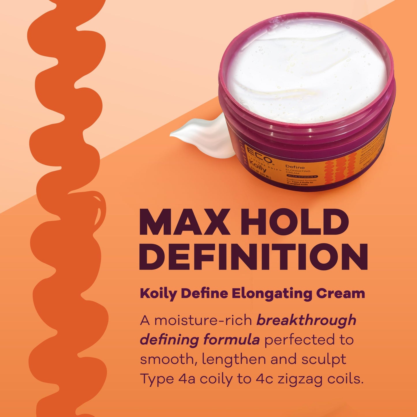 Eco Style Elongating Cream, Texture Edit, Koily Define Gel Para Cabello for Type 4 curly hair, 6oz.