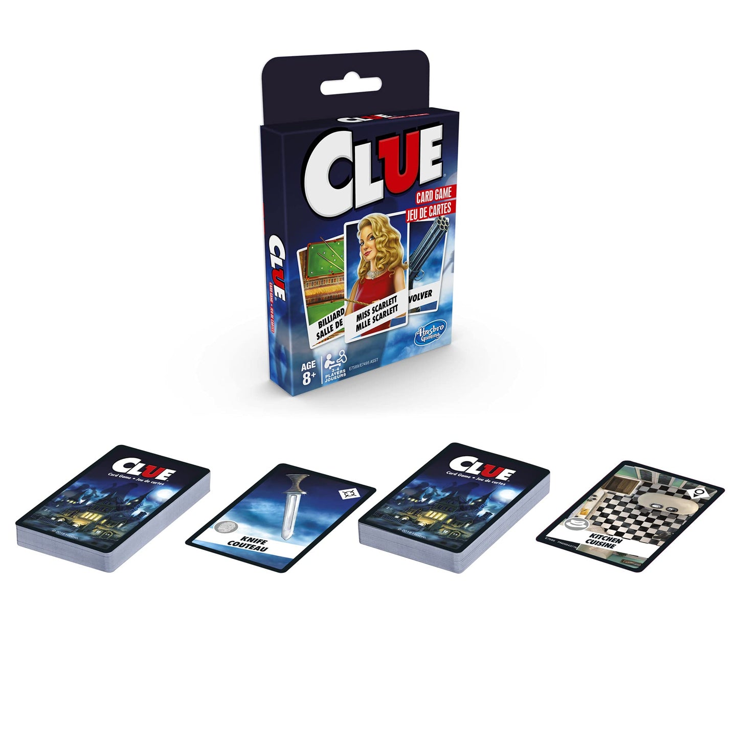 Hasbro Gaming Clue Card Game, 3-4 Player Strategy Game, Fun Summer Activities, Vacation Travel Essentials, Ages 8+
