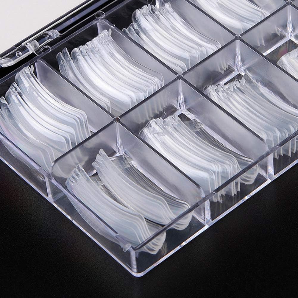 EBANKU 100 PCS Clear Nail Extension Form Tips Dual Nail Mold Full Cover UV Polygel Gel Tools Acrylic Nail System Forms Set with Black Dual-Ended