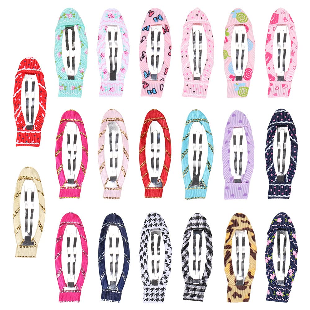 20pcs/pack 2 Inch No Slip Snap Hair Clips Ribbon Wrapped Barrettes for Girls Toddlers Kids Women Accessories(20Pcs)
