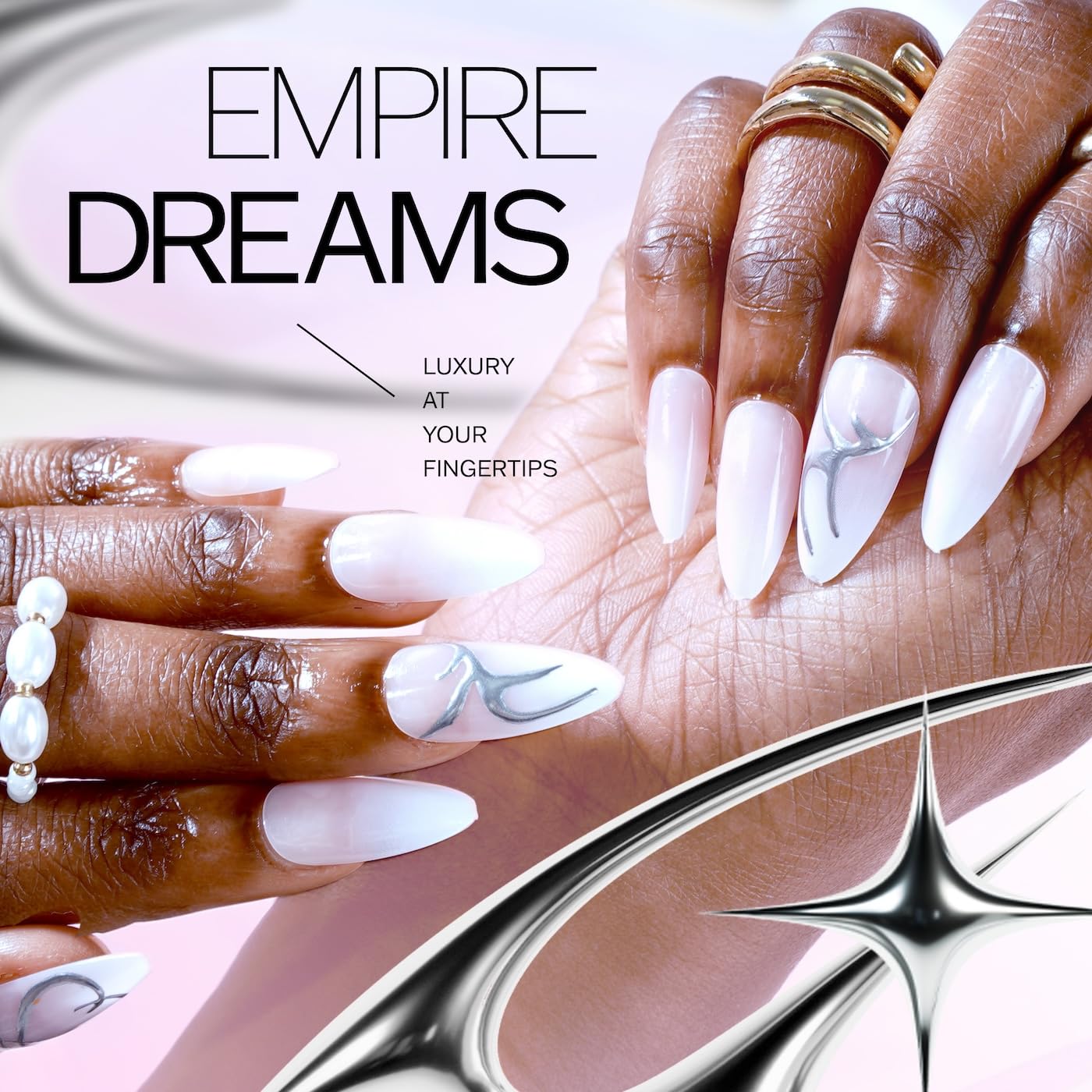 EBIN NEW YORK EMPIRE DREAMS N3DE002 | Press-On Nail Set in Long Coffin Style, Salon Acrylic Finish, Includes Prep Pad, Mini Nail File & Nail Glue Beauty & Personal Care EBIN NEW YORK