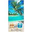 Beachland Flip Flops Beach Towel 30 x 60 inch 100% Cotton - Tropical Beach Towel (Florida Sunny Day, 1 Towel 30" x 60")