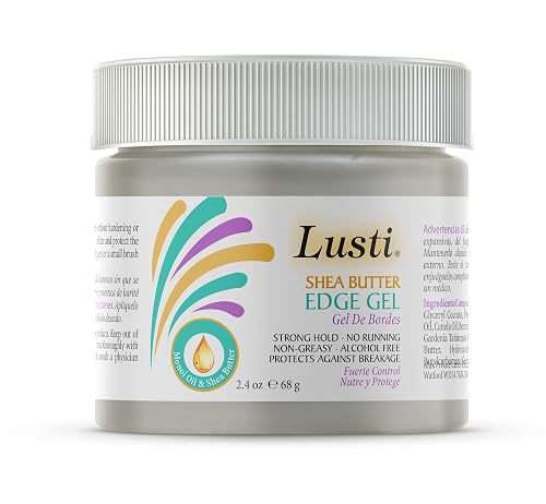 Lusti Shea Butter Edge Gel, 2.4 fl oz - Strong Hold - No Running, Non-Greasy - Alcohol-Free - Protects Against Breakage
