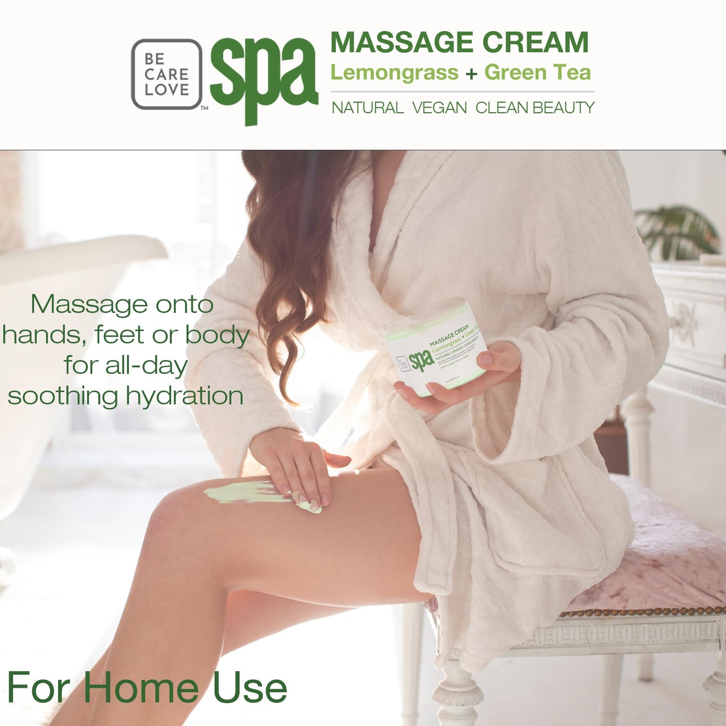 BCL SPA Massage Cream organic Lemongrass + Green Tea body lotion with shea butter, aloe vera, peppermint, argan and jojoba oils body cream to soothe