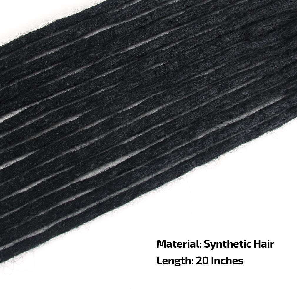 Aosome Dreadlock Extensions 20pcs/Pack Crochet Synthetic Dreads Extension 20inch Black