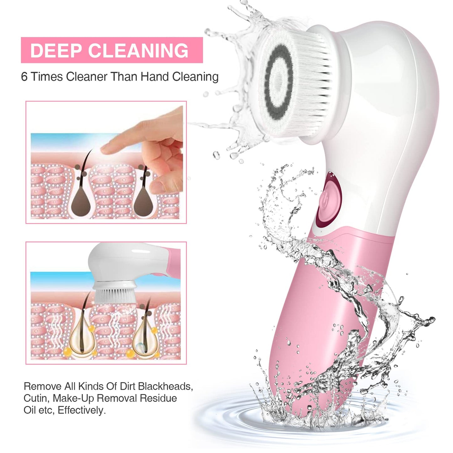 TOUCHBeauty Spin Brush Face Cleanser with 3 Brush Heads for Deep Cleansing Exfoliation and Massaging Beauty and Personal Care TOUCHBeauty