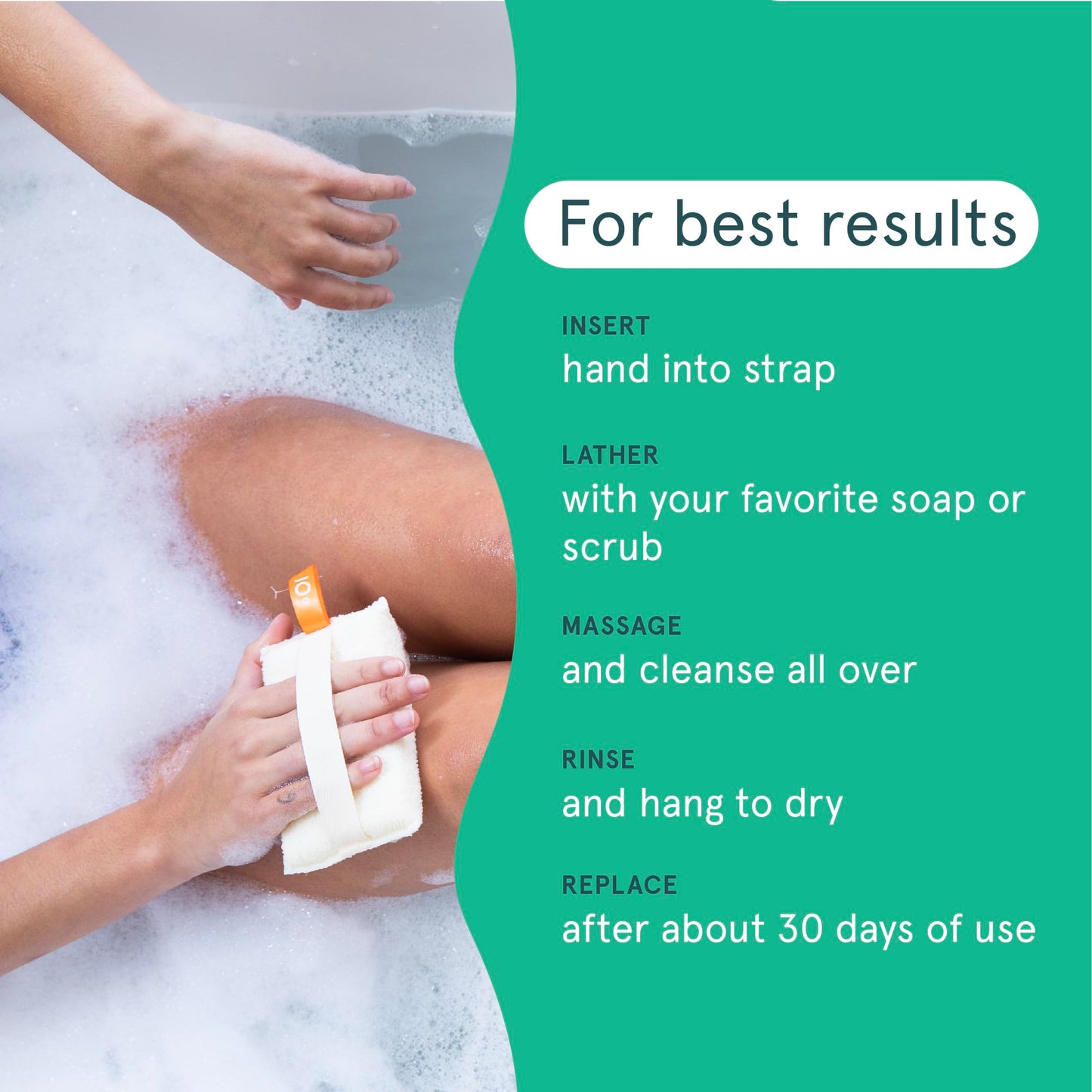 Cleanlogic Organic Cotton Exfoliating Body Scrubber, Reusable Exfoliator Tool for Smooth and Softer Skin, Daily Skincare Routine, Natural, 3 Count