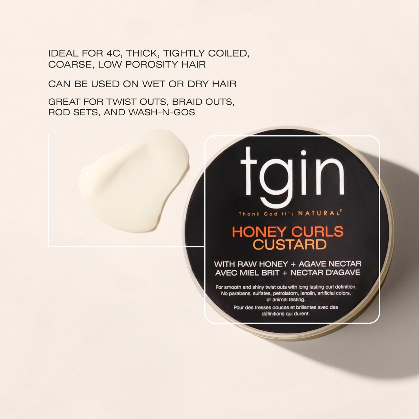 Thank God It's Natural Honey Curls Custard - 12 Oz - For Natural, Dry, Curly, Damaged Hair