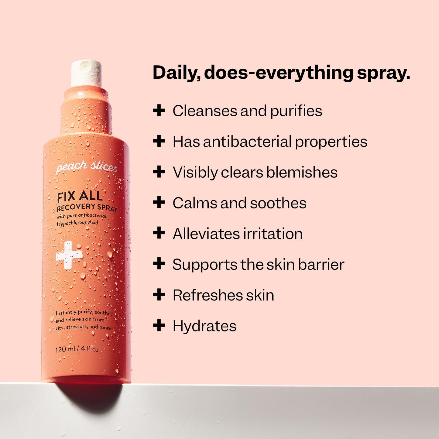 Peach Slices - Fix All Recovery Spray (4 oz) - Purify, Soothe, & Relieve - Zits, Stressors, & Redness - Hypochlorous Acid Spray - Electrolyzed Water Beauty and Personal Care Peach Slices