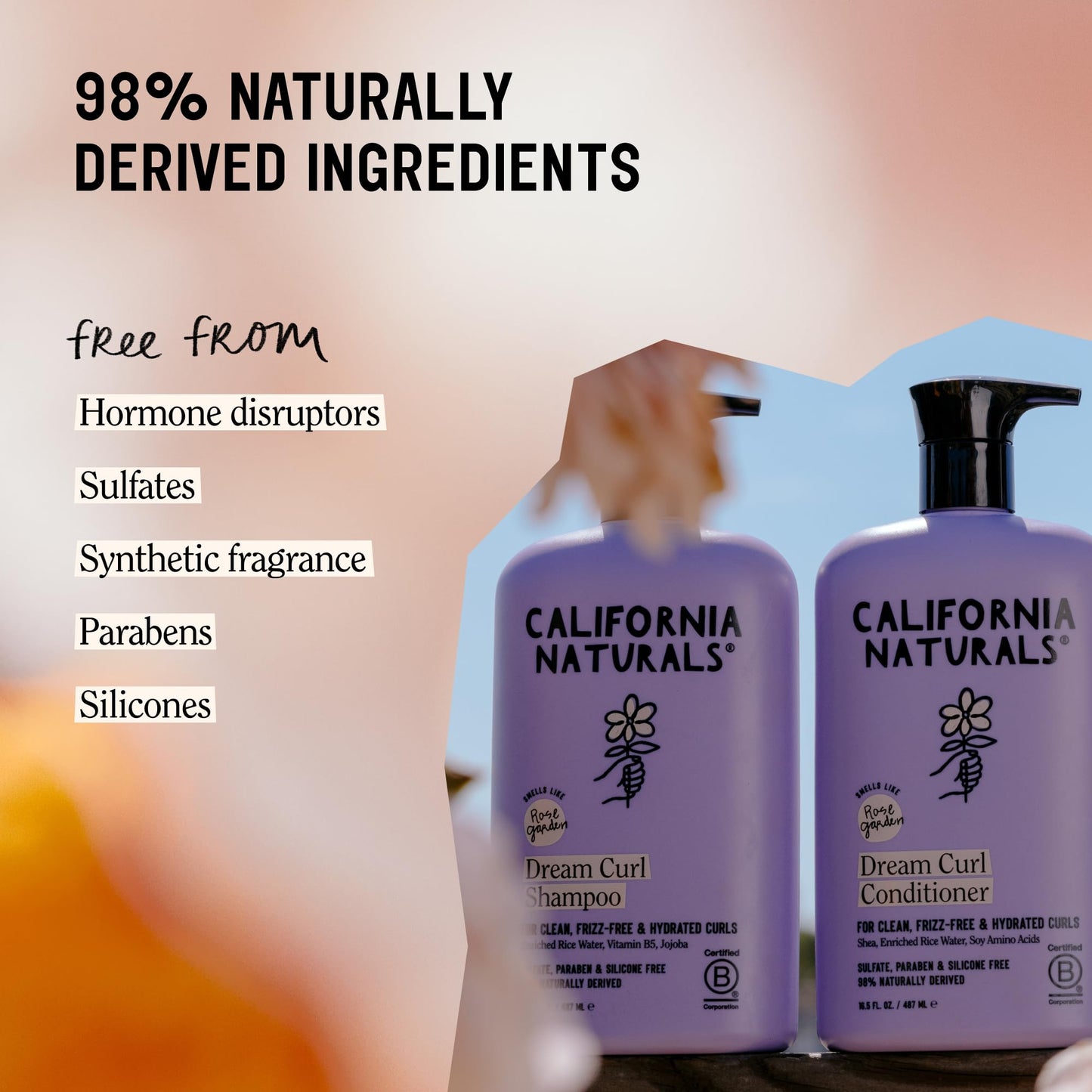 California Naturals Dream Curl Shampoo & Conditioner Set, Rice Water & Shea Butter for Soft Bouncy Frizz-Free Curls, For Women & Men, Vegan, Paraben