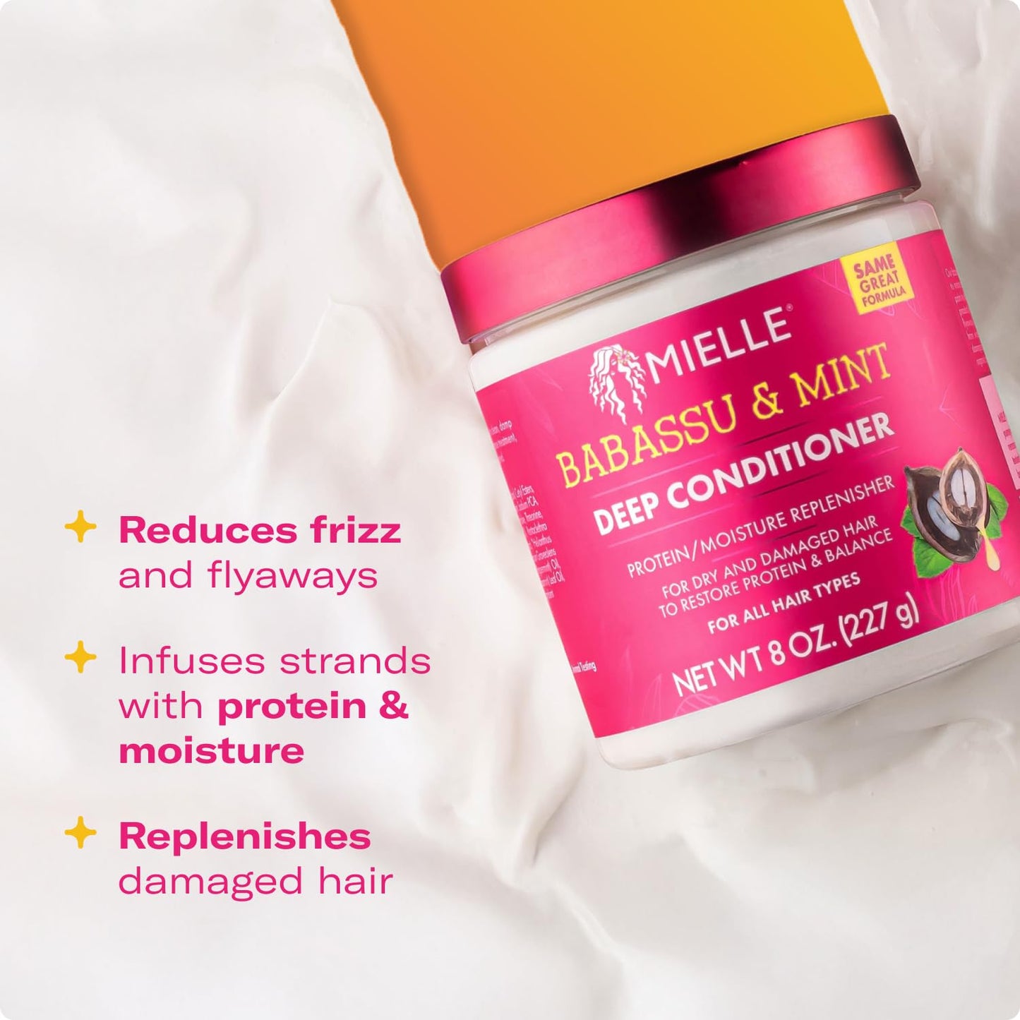 Mielle Organics Babassu & Mint Deep Conditioner with Protein, Moisturizing & Conditioning Deep Treatment, Hydrating Repair for Dry, Damaged, & Frizzy