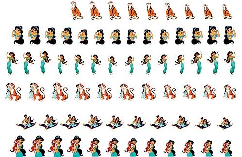 Princess Jasmine and Aladdin clear vinyl Peel and Stick (NOT Waterslide) nail art decals/stickers. Set of 60 by One Stop Nails. Beauty & Personal Care One Stop Nails