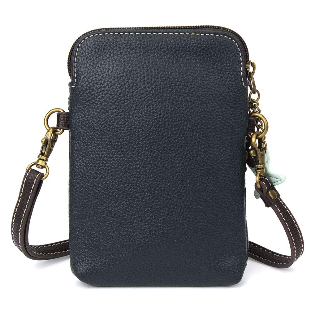 CHALA Ocean Collection Cell Phone Crossbody Purse-Women PU Leather/Canvas Multicolor Handbag with Adjustable Strap - Two Turtles - navy