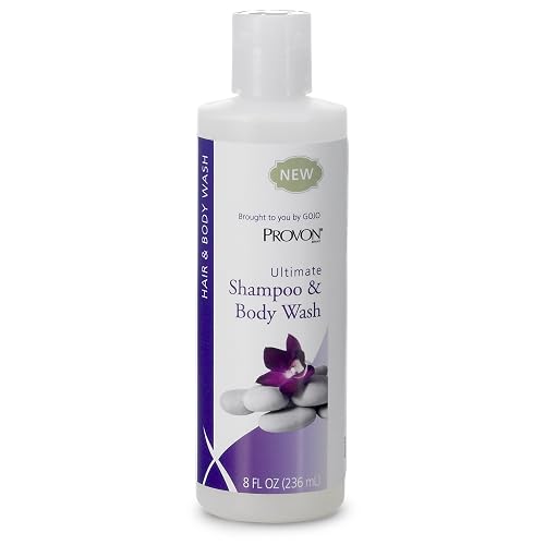 PROVON Ultimate Shampoo and Body Wash, Herbal Scent, 8 fl oz 2 -in -1 Luxurious Hair/Bodywash Squeeze Bottle (Pack of 48) - 4227-48