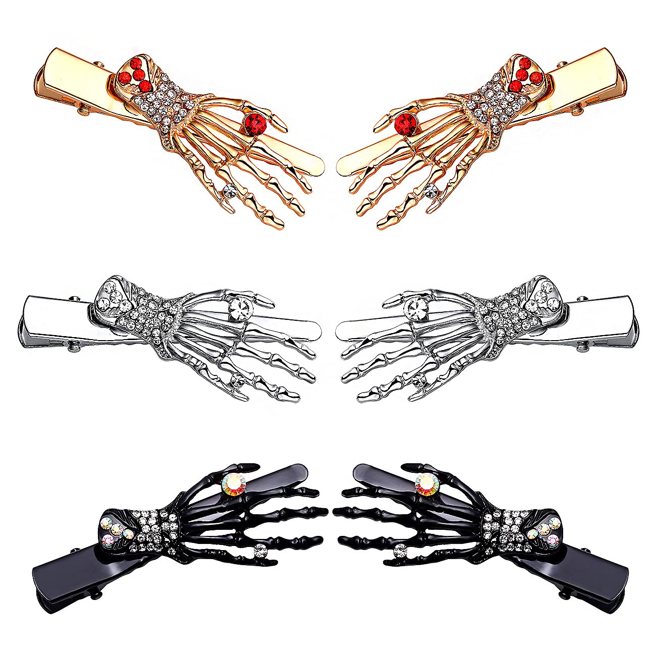 Halloween Hair Clips for Women Cute Candy Duckbill Hairpins Gothic Skeleton Hand Clips Halloween Hair Accessory for Costume Party Holiday Gift (Style