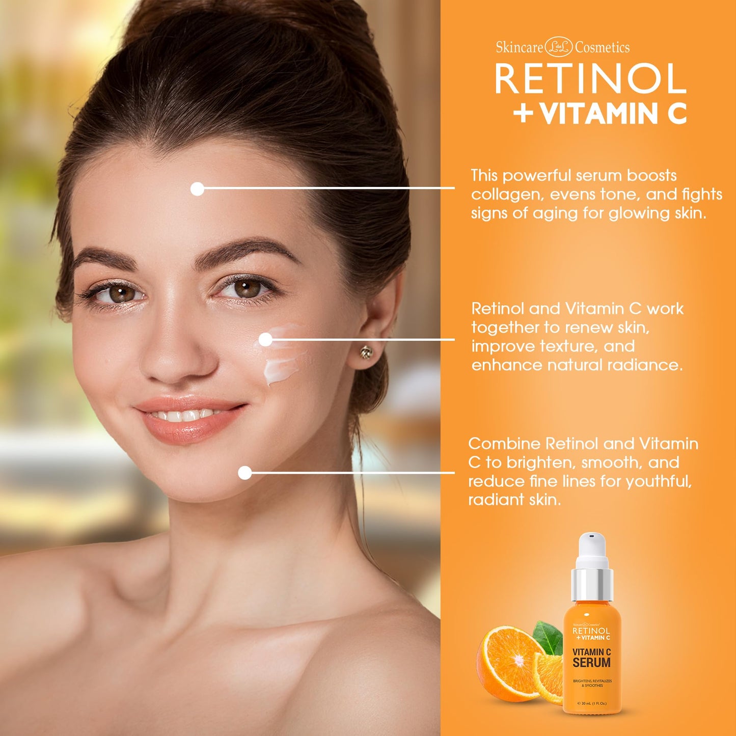 LIVAURA Retinol + Vitamin C Face Serum - Anti Aging Facial Serum, Evens Skin Tone, Diminishes Fine Lines and Wrinkles, Sun Damage & Dark Spots