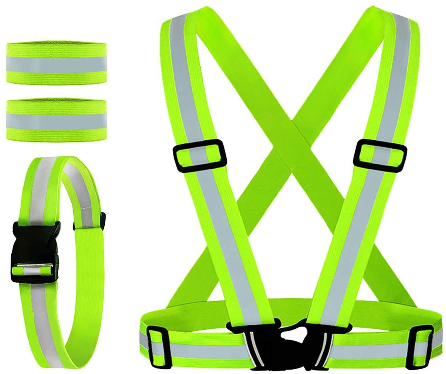 Reflective Vest, Reflective Glow Belt with 2Pack Reflector Armbands, Adjustable Elastic Safety Vest Outdoor Reflective Belt High Visibility…