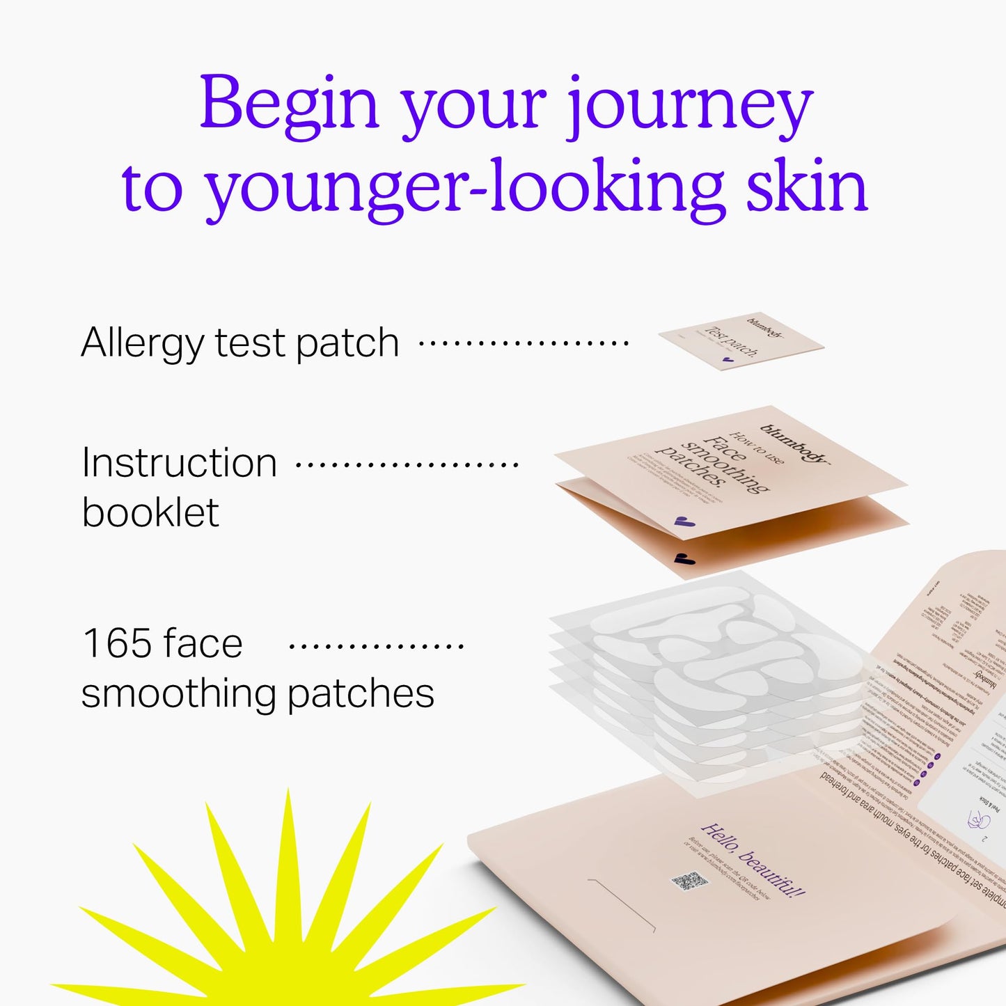 BLUMBODY Face, Forehead Wrinkle Patches - Anti Wrinkle Facial Patches to Smooth Eye, Mouth, Forehead Wrinkles - Non-Silicone Face Tape for Fine