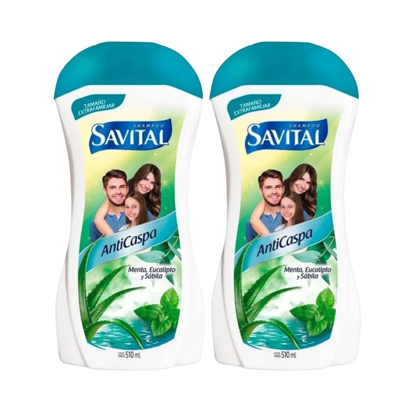 Yahve Savital Refreshing Shampoo Set - Mint & Herbal Inspired Formula - Family Size - 17.3 fl oz Each - Pack of 2